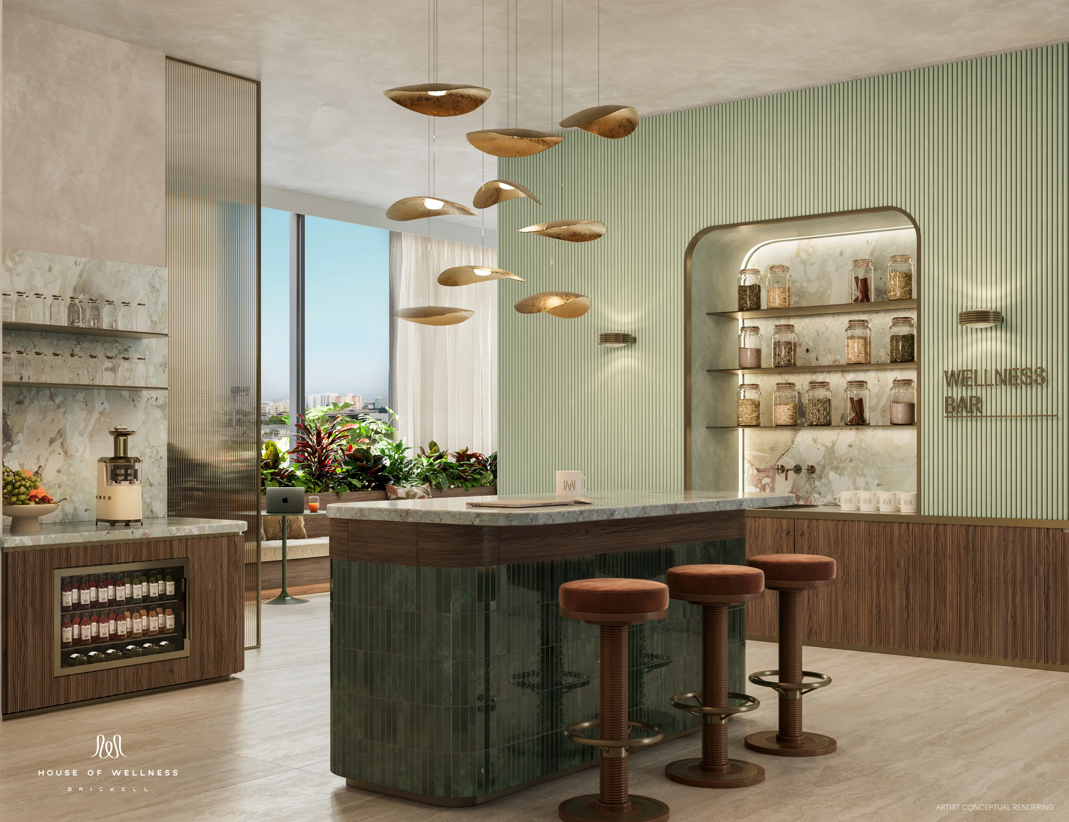 Juice bar and wellness lounge for residents