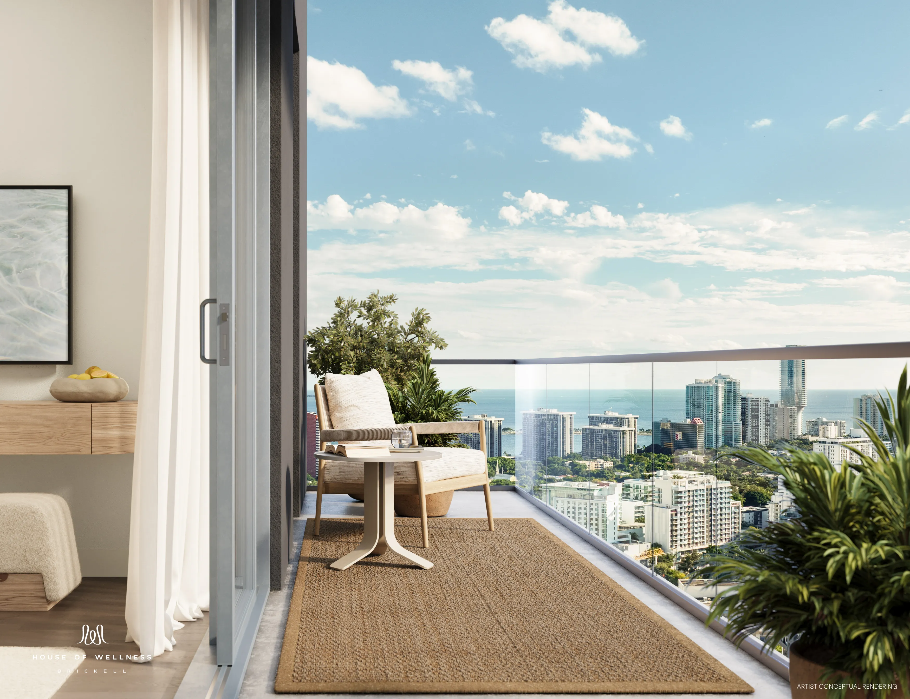 Private balcony of unit type B5 with skyline view